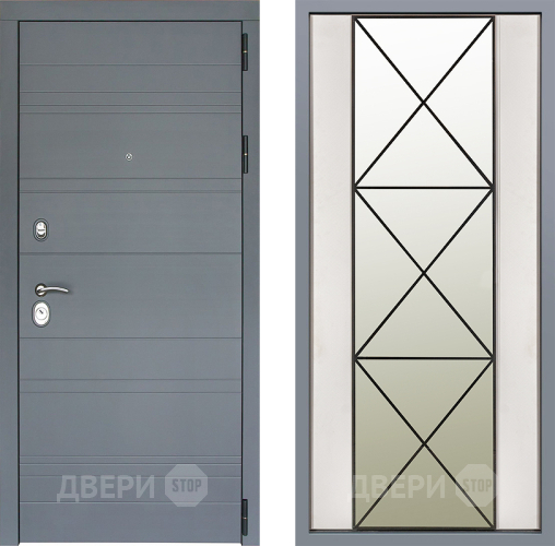 Дверь Заводские двери Лира Софт графит Зеркало Перфекто Структурное дерево в Одинцово