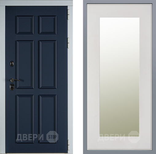 Дверь Заводские двери Стокгольм Зеркало Модерн Белый софт в Одинцово