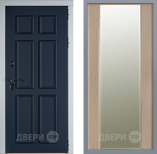 Дверь Заводские двери Стокгольм Зеркало Макси Беленый дуб в Одинцово