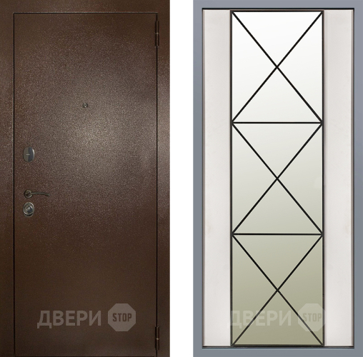 Дверь Заводские двери Эталон 3к антик медь Зеркало Перфекто Структурное дерево в Одинцово