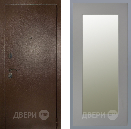Дверь Заводские двери Эталон 3к антик медь Зеркало Модерн Грей софт в Одинцово