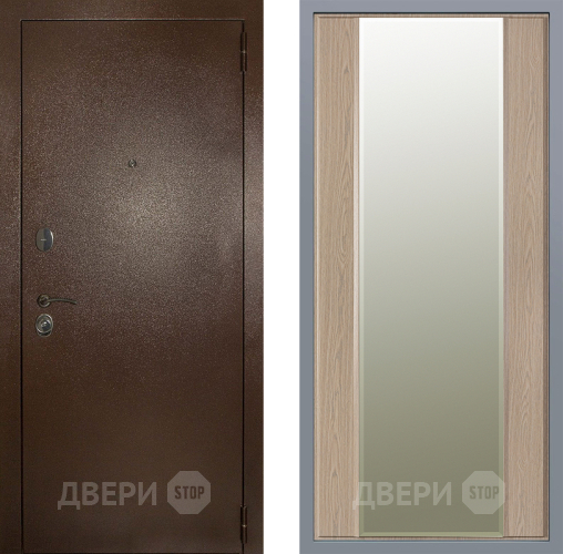 Дверь Заводские двери Эталон 3к антик медь Зеркало Макси Беленый дуб в Одинцово