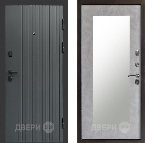 Входная металлическая Дверь Престиж Tvist Grey Зеркло Пастораль Бетон светлый в Одинцово