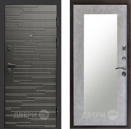 Входная металлическая Дверь Престиж Rivera Зеркло Пастораль Бетон светлый в Одинцово