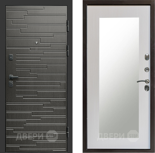 Входная металлическая Дверь Престиж Rivera Зеркло Пастораль Лиственница белая в Одинцово