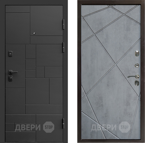 Входная металлическая Дверь Престиж Kvadro Лучи Бетон темный в Одинцово