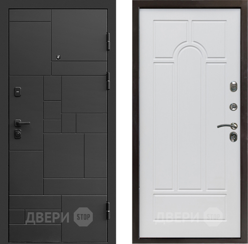 Входная металлическая Дверь Престиж Kvadro Арка Белое дерево в Одинцово