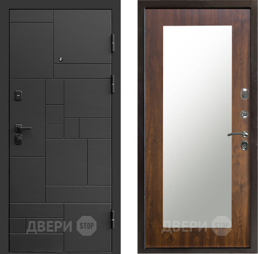 Входная металлическая Дверь Престиж Kvadro Зеркло Пастораль Дуб в Одинцово