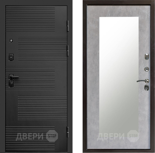 Входная металлическая Дверь Престиж Favorit Зеркло Пастораль Бетон светлый в Одинцово