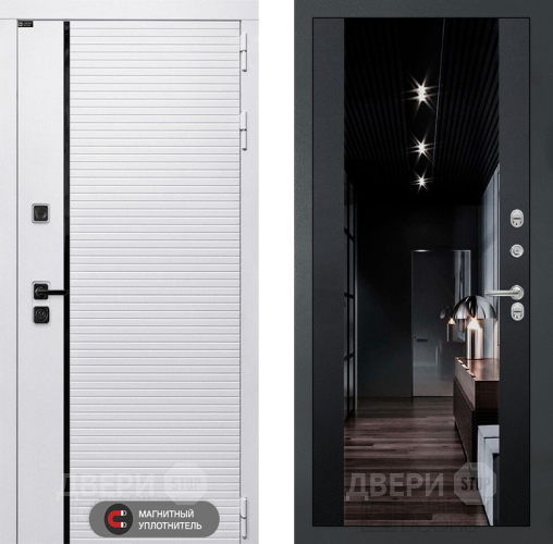 Входная металлическая Дверь Лабиринт (LABIRINT) Royal Зеркало Максимум с тонировкой Черный кварц в Одинцово