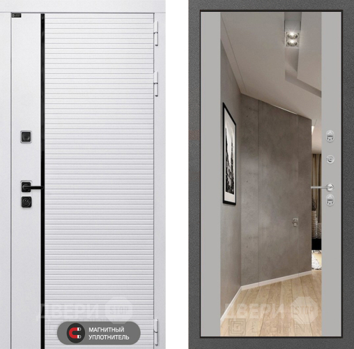 Входная металлическая Дверь Лабиринт (LABIRINT) Royal Зеркало Максимум Грей софт в Одинцово