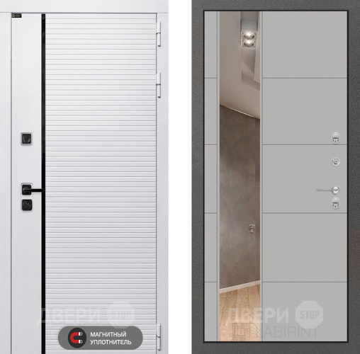 Входная металлическая Дверь Лабиринт (LABIRINT) Royal Зеркало 19 Грей софт в Одинцово