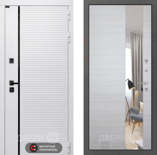 Входная металлическая Дверь Лабиринт (LABIRINT) Royal Зеркало Акация светлая в Одинцово