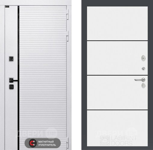 Входная металлическая Дверь Лабиринт (LABIRINT) Royal 25 Белый софт в Одинцово
