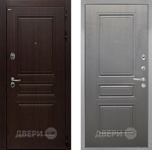 Входная металлическая Дверь Интекрон (INTECRON) Брайтон Тиковое Дерево ФЛ-243 Графит вуд дуб в Одинцово