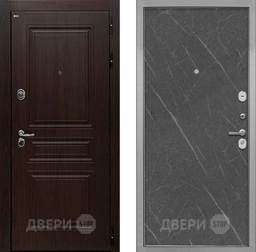 Входная металлическая Дверь Интекрон (INTECRON) Брайтон Тиковое Дерево Гладкая Гранит лава оникс в Одинцово