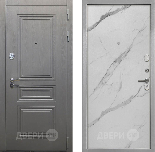 Входная металлическая Дверь Интекрон (INTECRON) Брайтон Графит Гладкая Мрамор натуральный арктик в Одинцово