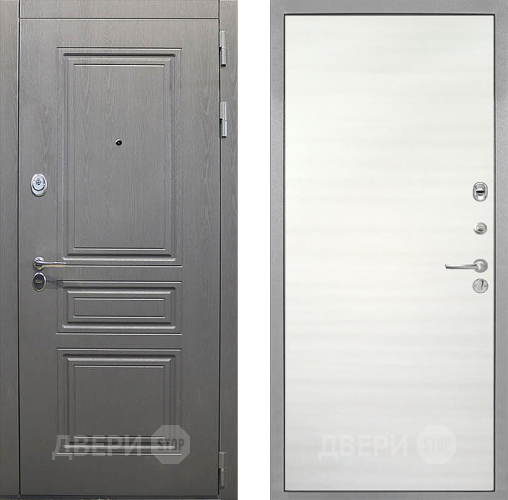 Входная металлическая Дверь Интекрон (INTECRON) Брайтон Графит Гладкая Дуб сильвер поперечный в Одинцово