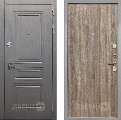 Входная металлическая Дверь Интекрон (INTECRON) Брайтон Графит Гладкая Дуб турин в Одинцово