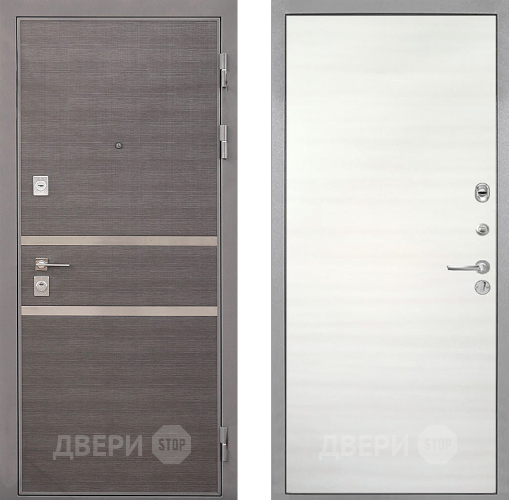 Входная металлическая Дверь Интекрон (INTECRON) Неаполь Гладкая Дуб сильвер поперечный в Одинцово