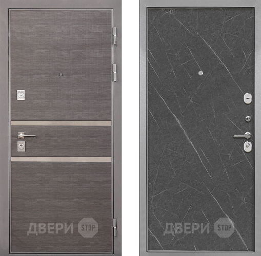 Входная металлическая Дверь Интекрон (INTECRON) Неаполь Гладкая Гранит лава оникс в Одинцово