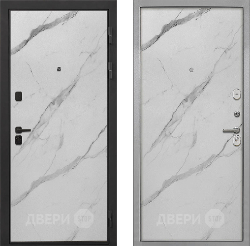 Входная металлическая Дверь Интекрон (INTECRON) Профит Black Мрамор Арктик Гладкая Мрамор натуральный арктик в Одинцово