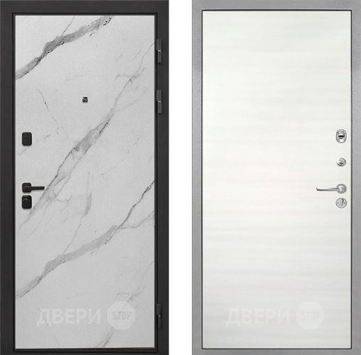 Входная металлическая Дверь Интекрон (INTECRON) Профит Black Мрамор Арктик Гладкая Дуб сильвер поперечный в Одинцово