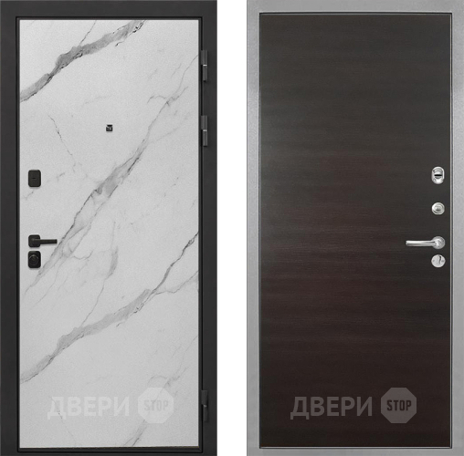 Входная металлическая Дверь Интекрон (INTECRON) Профит Black Мрамор Арктик Гладкая Эковенге поперечный в Одинцово
