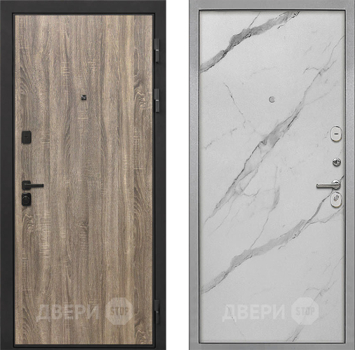 Входная металлическая Дверь Интекрон (INTECRON) Профит Black Дуб Турин Гладкая Мрамор натуральный арктик в Одинцово