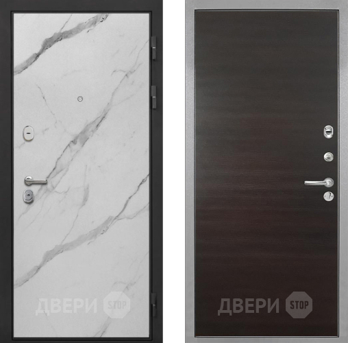 Входная металлическая Дверь Интекрон (INTECRON) Гектор Мрамор Арктик Гладкая Эковенге поперечный в Одинцово