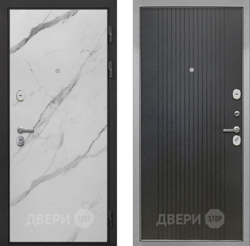 Входная металлическая Дверь Интекрон (INTECRON) Гектор Мрамор Арктик ФЛ-295 Лофт черный в Одинцово