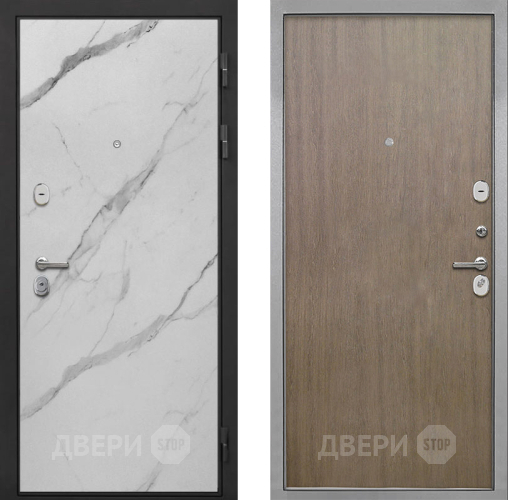 Входная металлическая Дверь Интекрон (INTECRON) Гектор Мрамор Арктик Гладкая шпон Венге коричневый в Одинцово