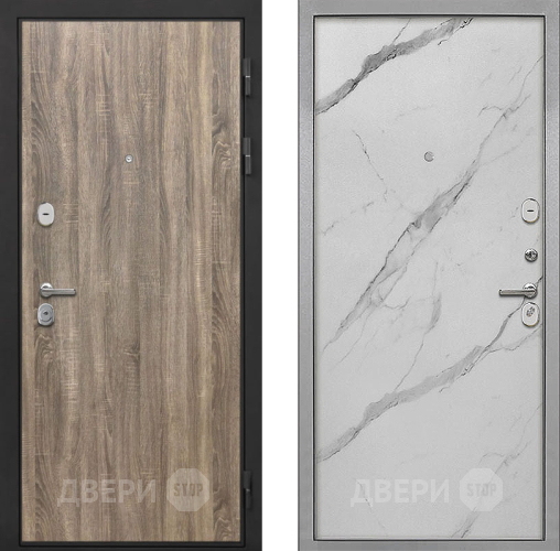 Входная металлическая Дверь Интекрон (INTECRON) Гектор Дуб Турин Гладкая Мрамор натуральный арктик в Одинцово
