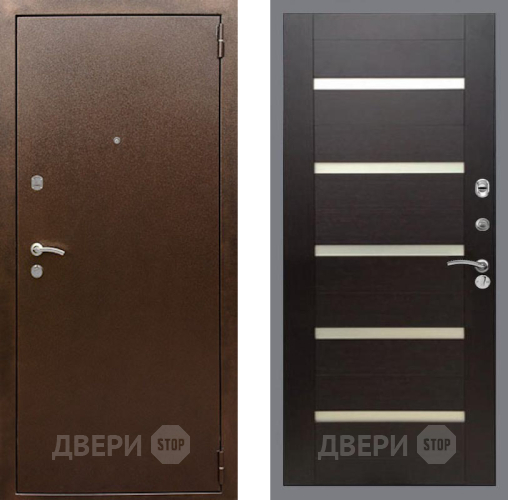 Входная металлическая Дверь Рекс (REX) 1А Медный Антик СБ-14 стекло белое венге поперечный в Одинцово