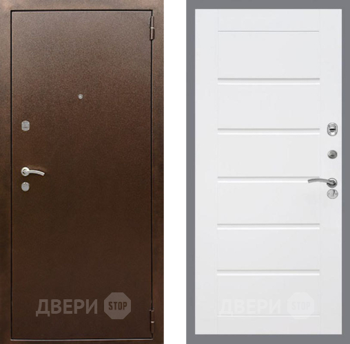 Входная металлическая Дверь Рекс (REX) 1А Медный Антик Сити Белый ясень в Одинцово
