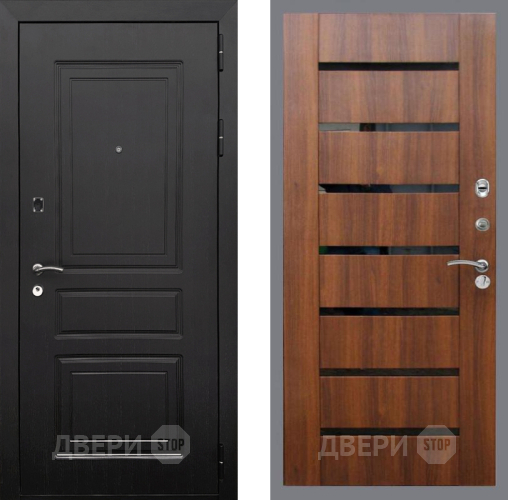 Входная металлическая Дверь Рекс (REX) 6 Венге СБ-14 стекло черное Орех бренди в Одинцово