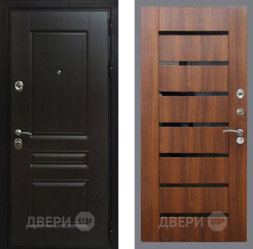 Входная металлическая Дверь Рекс (REX) Премиум-Н СБ-14 стекло черное Орех бренди в Одинцово