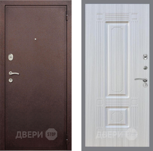 Входная металлическая Дверь Рекс (REX) 2 Медный Антик FL-2 Сандал белый в Одинцово