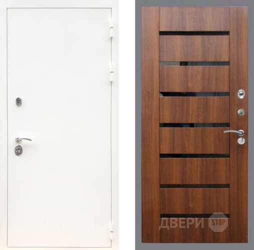 Дверь Рекс (REX) 5 Белая Шагрень СБ-14 стекло черное Орех бренди в Одинцово