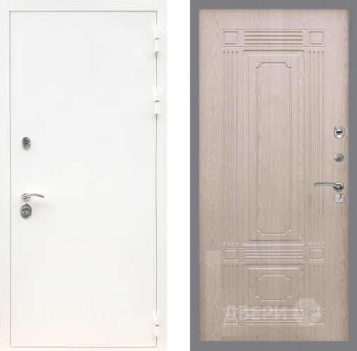 Входная металлическая Дверь Рекс (REX) 5 Белая Шагрень FL-2 Беленый дуб в Одинцово