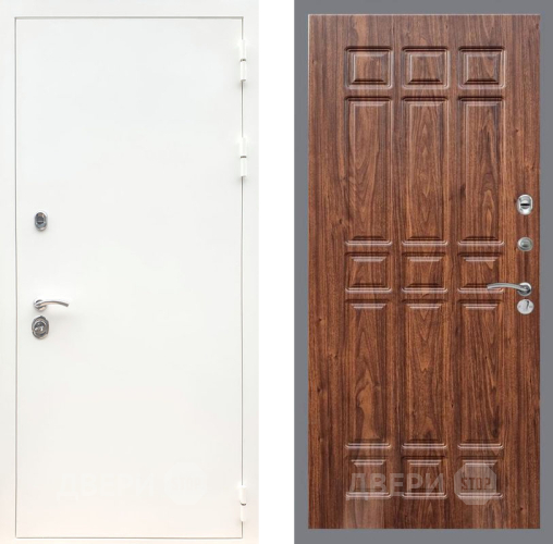 Входная металлическая Дверь Рекс (REX) 5 Белая Шагрень FL-33 орех тисненый в Одинцово