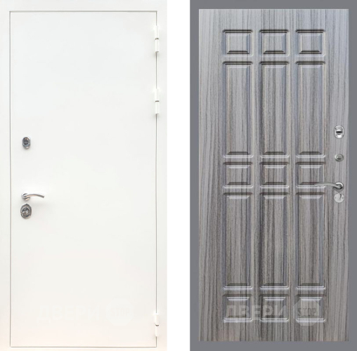 Входная металлическая Дверь Рекс (REX) 5 Белая Шагрень FL-33 Сандал грей в Одинцово