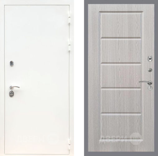 Входная металлическая Дверь Рекс (REX) 5 Белая Шагрень FL-39 Беленый дуб в Одинцово