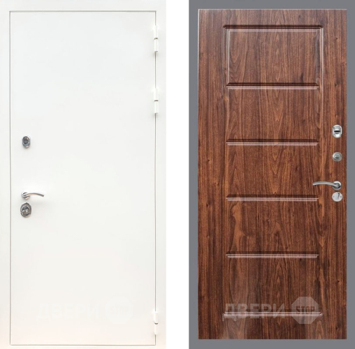 Входная металлическая Дверь Рекс (REX) 5 Белая Шагрень FL-39 орех тисненый в Одинцово