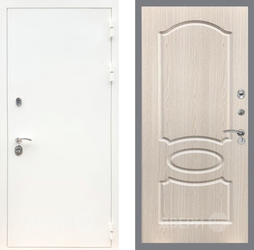 Входная металлическая Дверь Рекс (REX) 5 Белая Шагрень FL-128 Беленый дуб в Одинцово