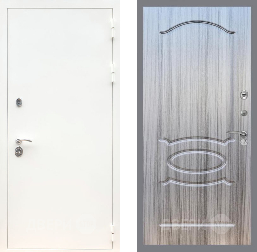 Входная металлическая Дверь Рекс (REX) 5 Белая Шагрень FL-128 Сандал грей в Одинцово