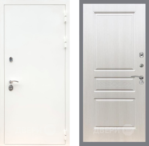 Входная металлическая Дверь Рекс (REX) 5 Белая Шагрень FL-243 Лиственница беж в Одинцово