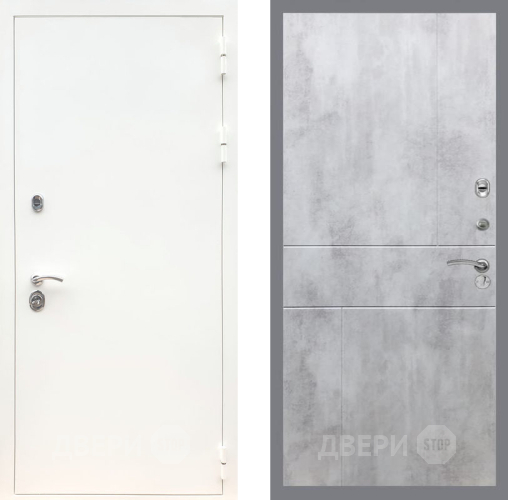 Входная металлическая Дверь Рекс (REX) 5 Белая Шагрень FL-290 Бетон светлый в Одинцово