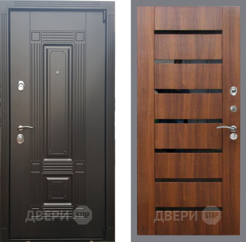 Входная металлическая Дверь Рекс (REX) 9 СБ-14 стекло черное Орех бренди в Одинцово