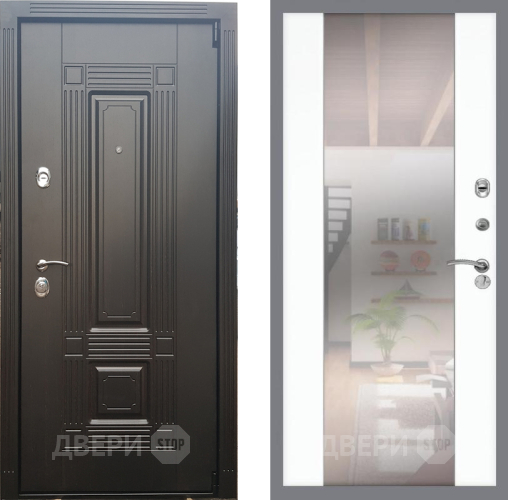 Входная металлическая Дверь Рекс (REX) 9 СБ-16 Зеркало Силк Сноу в Одинцово